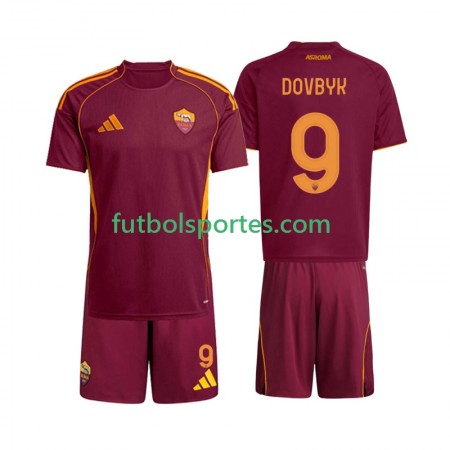 Camiseta AS Roma Artem Dovbyk 9 Niño Primera Equipación 2025/2026